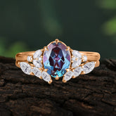 Luxury 6-Prong Oval-Cut Alexandrite Engagement Ring Set